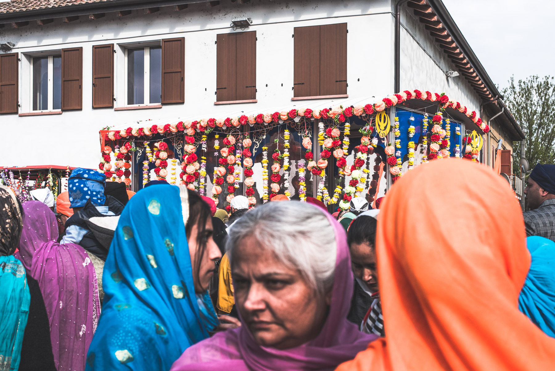 Sikh women attending the Vaisakhi celebration in the city of Novellara