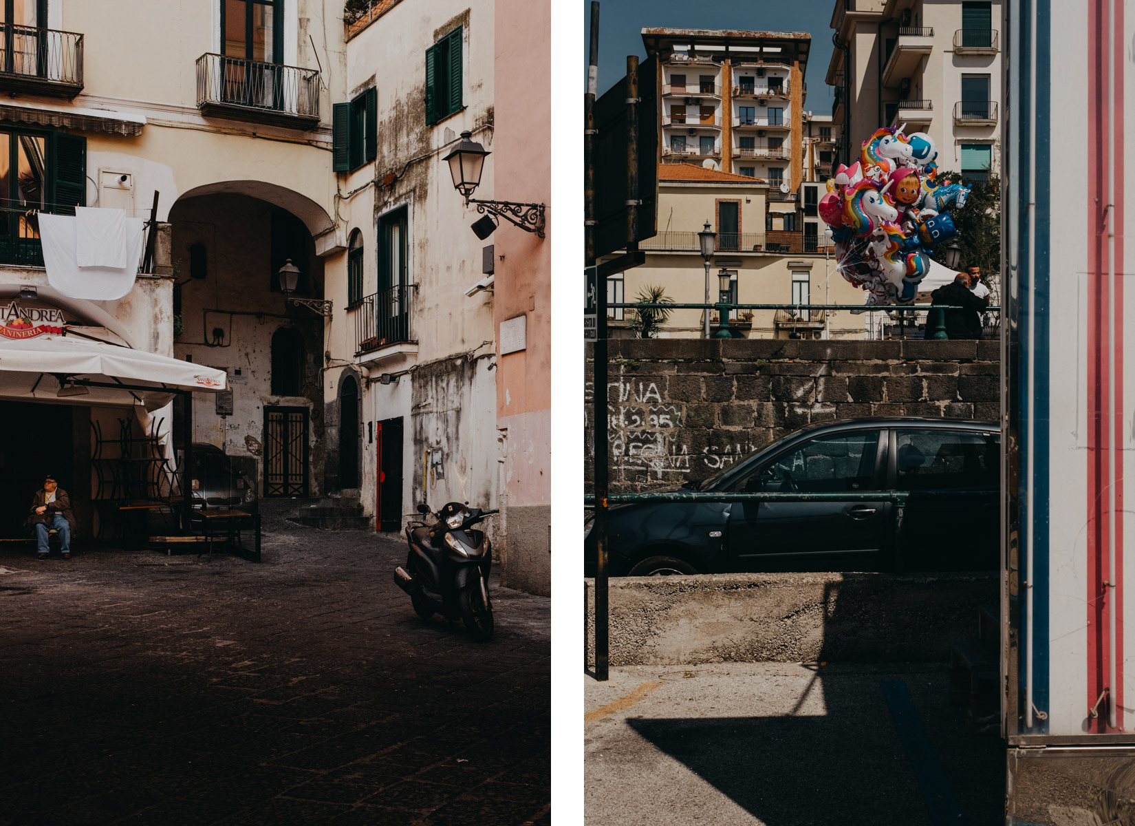 street photograaphy showing corners in the city of Salerno